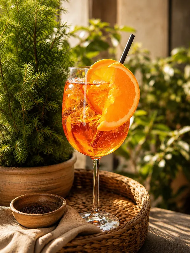 Aperol Sprizz im Biergarten der Gaststätte zum Stadtwappen
