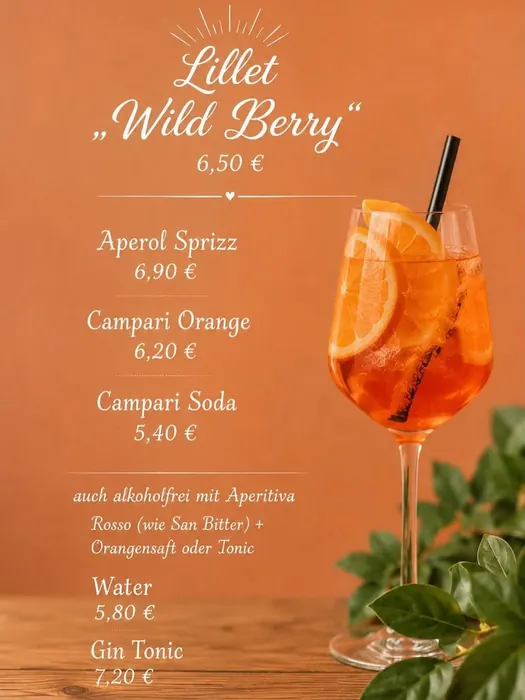 Aperitifkarte mit Preisen