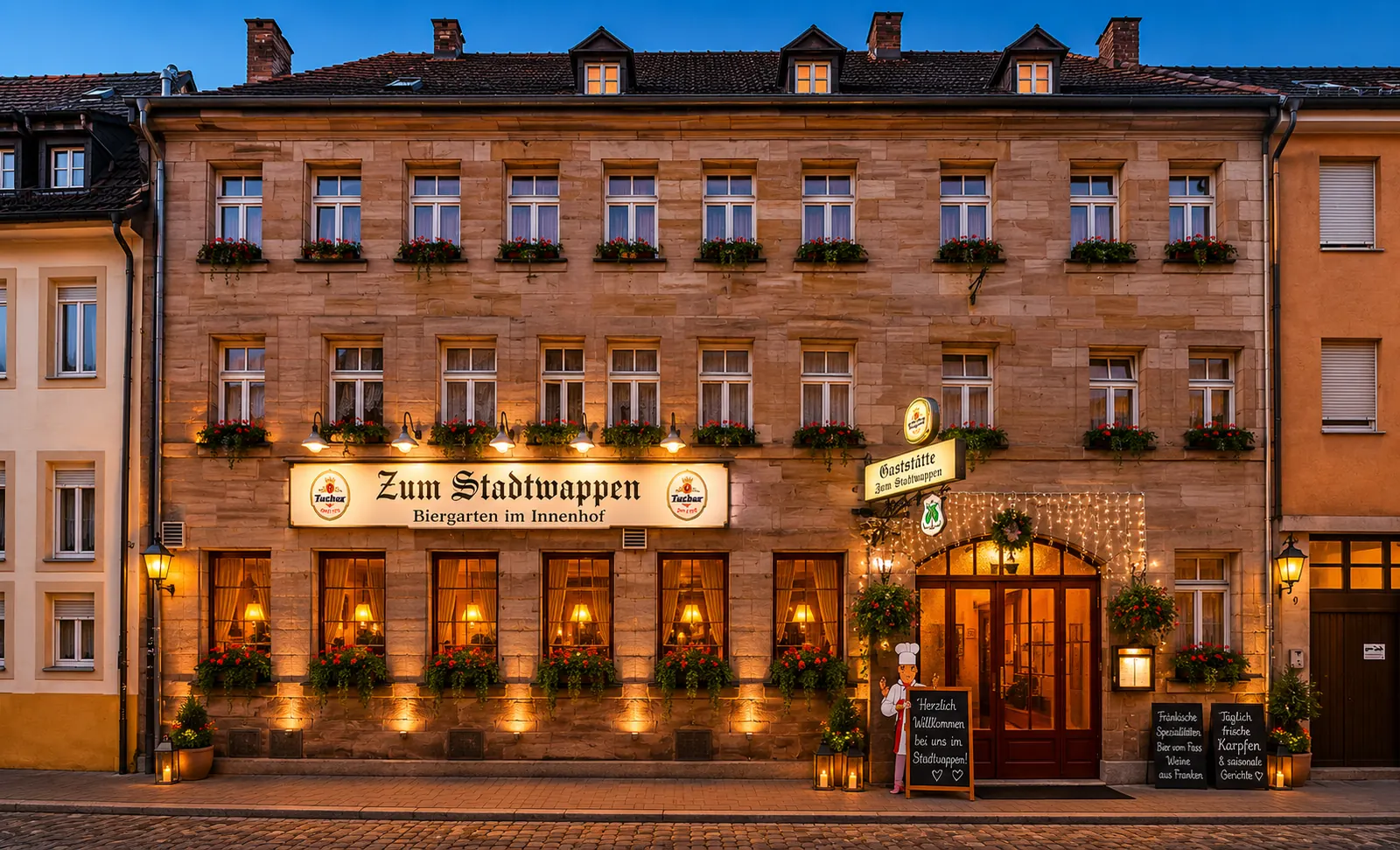 Außenansicht der Gaststätte zum Stadtwappen in Fürth